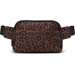 Everywhere Belt Bag for Women, 5 Zipper Pockets Nylon Crossbody Fanny Pack Purse (Midnight Leopard)