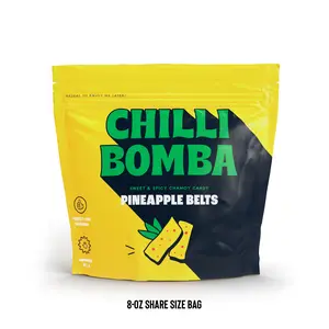 Chilli Bomba Sweet & Spicy Chili Chamoy Candy Sour Pineapple Belts - 8oz Share Size Bag
