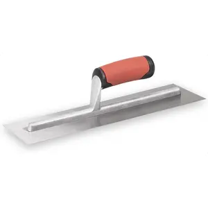 Concrete Finishing Trowel, 14 x 4 Inch Carbon Steel Blade, Soft Grip Handle