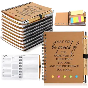 10 Sets Employee Appreciation Gifts Bulk Inspirational Spiral Notebooks with Sticky Notepad and Pen Thank You Gifts for Graduation Student Teacher Office Staff CNA Team (May You Be Proud)