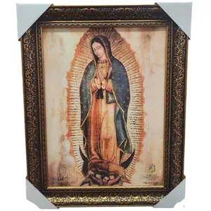 Virgen de Guadalupe 15"widex19"tall Cuerpo Completo IMAGEN Frame Cuadro Artwork with Detailed Framing and Intricate Design Elements Decoration Frame Religious art image, home decor, wall decor, church events, gifts