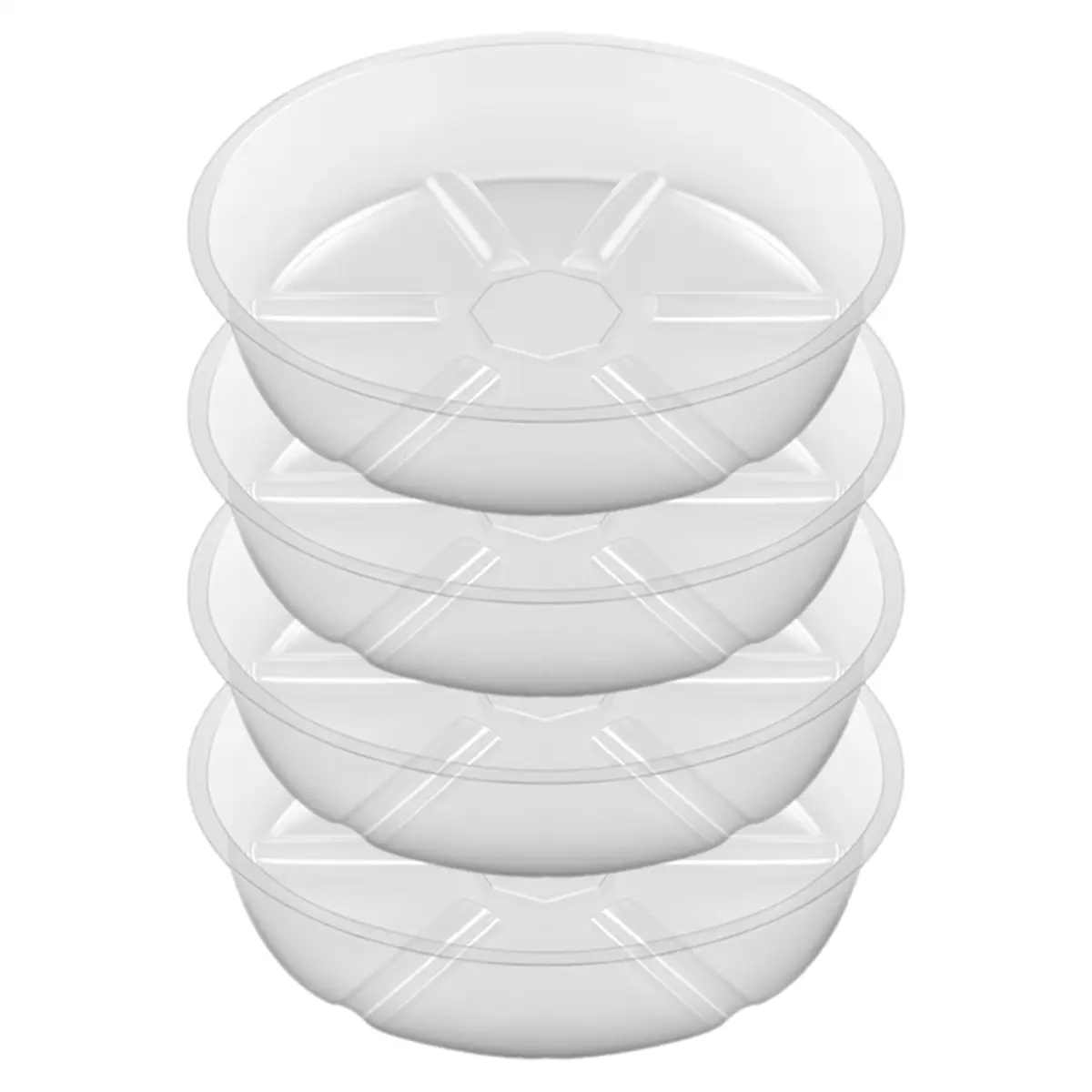 4Pack Clear Plant Saucer 10Inch Plastic Plant Saucers Thicker Plant Tray Flower Pot for Indoor Outdoor Garden