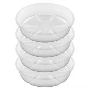 4Pack Clear Plant Saucer 10Inch Plastic Plant Saucers Thicker Plant Tray Flower Pot for Indoor Outdoor Garden