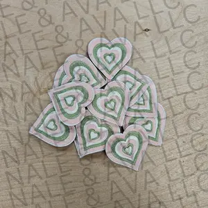 Pink Green Heart Hat Patch (1 Patch)
