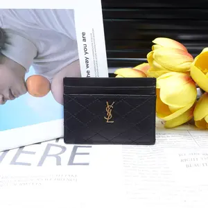 Pre-owned Yves Saint Laurent Calfskin Small Leather Goods YSL Le Monogram Me Black Card Holder T10357203