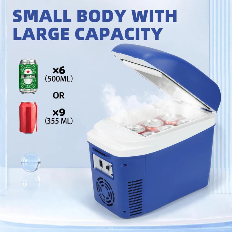 Blue 7L Skincare Mini Fridge With Floral Accents Design, Adjustable Strap & Dual-Temp Control - Perfect Gift To Store Cosmetics/Cans (Holds 9 Drinks)