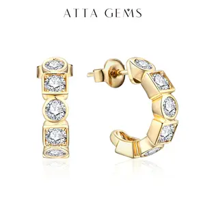 Luxury Synthetic Moissanite Earrings for Women Fine Jewelry E017