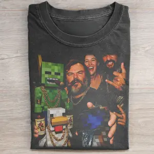 Vintage Jack Black Chicken Jockey Funny Graphic Tee - Funny Minecraft Shirt - A Minecarft Movie Shirt - Cute Baby Zombie Shirt Streetwear Casual Crewneck Shortsleeve