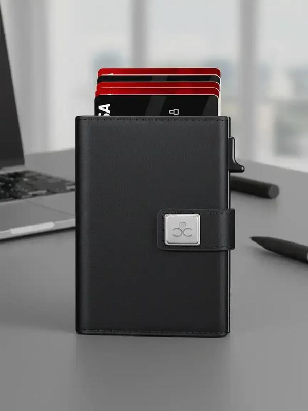 Men's Ultra-Thin RFID Blocking Aluminum Alloy Wallet, Minimalist Minimalist Business Design with Pop-Out Card Slots, ID Window and Cash Compartment, RFID Card Holder, Ideal Christmas Gift for Dad or Boyfriend