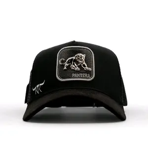 Men's THE KING RANCH PANTERA SILVER Cap with Unique Ornaments for Casual Wear Black Trucker Hat