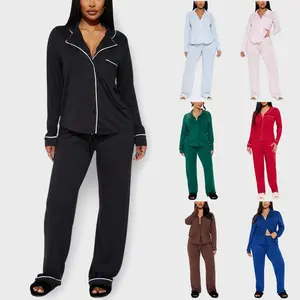 Pajamas women's autumn and winter long-sleeved shirts and trousers loungewear two-piece set