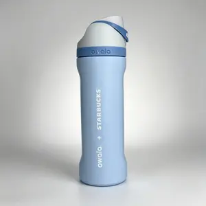 Owala 24oz Light Blue Water Bottle, Double Wall Vacuum Insulated Flip Straw Cup, Portable Leak Resistant Hydration Bottle for School Workout Daily Use
