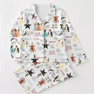 Hamilton Musical Short Satin Pajamas, Broadway Theater Pajamas, Stylish Satin Sleepwear, Hamilton Fan Gift Outfit, Alexander Hamilton Pajamas Set, Luxury Musical Sleepwear for Women