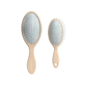 Dual Set Tangle-Free Travel-Friendly Metal Bristle Hairbrushes, 2 Sizes Detangling Duo