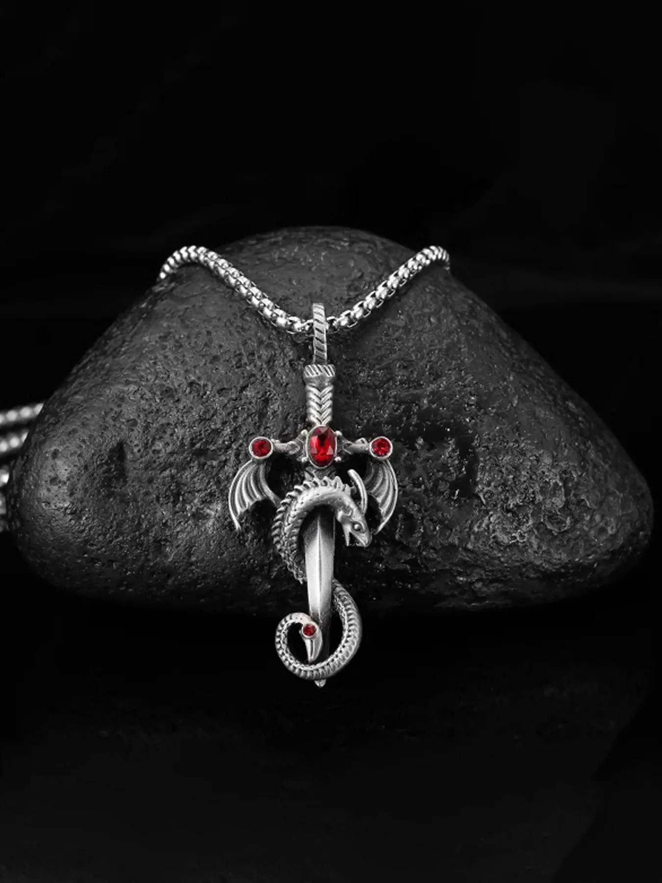 1 Piece Dragon Design Pendant Necklace for Men & Women, Punk Stainless Steel Jewelry for Party, Exquisite Chain Jewelry, Elegant All-match Fashion Accessories for Daily Decoration, Exquisite Birthday Gifts, Stainless Steel Necklaces