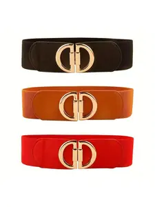 Womens Stretch Elasticated Waist Belt Gold Buckle Fashion Waistband For Women Dress Features a Shiny Gold Buckle Boasting a Fashionable and Versatile Style Ideal for Women and Teens Aged 15 to 35 Casual Dress Belt GM004