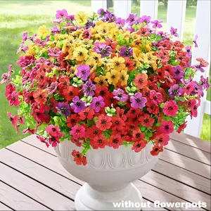 40pcs Mixed Color Outdoor Artificial Flowers, Fake Silk Plants, UV Resistant Plastic, Suitable for Spring Summer, Garden Porch Window Sill Table Vase Decor
