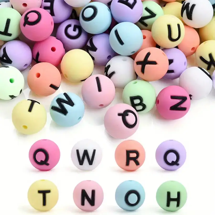 26 pieces - Multi-color letter silicone beads, suitable for various scenarios for production, personalized letter combinations, birthday gift making, keychain making accessories