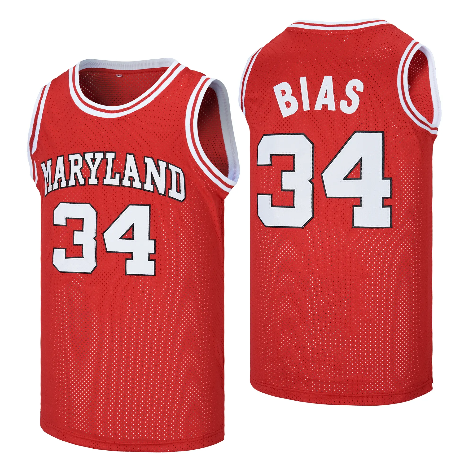 Men's Basketball Jersey, Vintage Maryland #34 Stitched Mesh Tank Top with Embroidery, Loose Athleisure Fit for Game Day & Streetwear, Breathable, Machine Washable, Male, Quick Dry, Retro, Sleeveless, Striped, Embroidered Letters