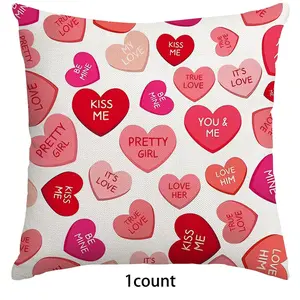 Heart Pattern Cushion Cover, 1 Count Lovely Throw Pillow Cover without Filler, Square Pillowcase for Home Sofa Bed, Home Decor