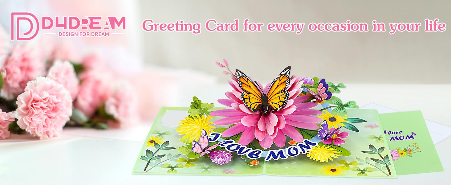 Best Mom Gift! D4DREAM Pop Up Card  Mother's Day Flower Greeting Card for Her