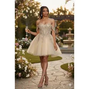 Dama Dresses for Quinceanera in Champagne Cute Quince Outfit-New Collection