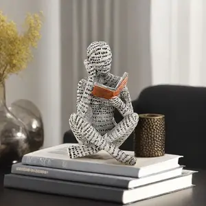 1pc Modern Abstract Reading Figure Resin Statue, Desktop Statue, Modern Home Decoration, Unique Desk Decor for Bedroom Office Home, Gift & Collectible Art
