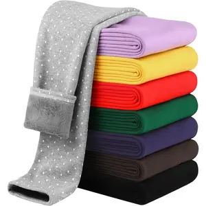 L-AE026  Girls Cotton Fleece Lined Leggings Thick Thermal Pants Kids Basic Full Length Tights Winter Warm Clothes