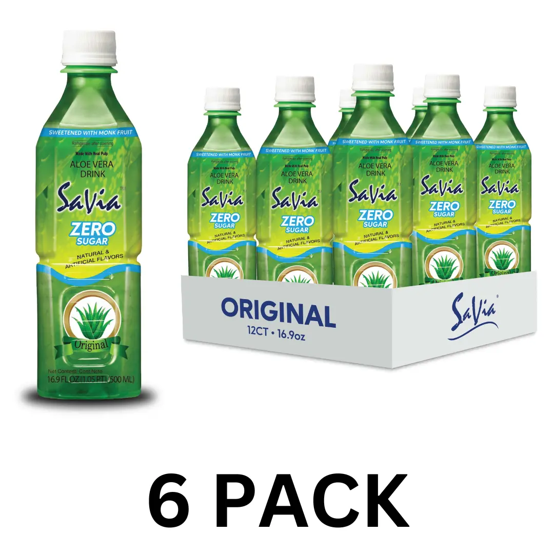 Savia - Aloe Vera Drink, Made with Real Aloe Pulp & Natural, Vegetarian,  Gluten-Free, Fat- Free (16.9oz - 6 Pack) - TikTok Shop