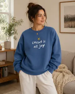 Count it all Joy Embroidered Sweatshirt, Christian Crewneck, Be Happy Faith Empathy Crewneck