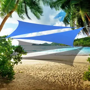 Sun Block UV-Treated Triangle & Rectangle Sun Shade Sail Shade Canopy Cover Patio Pergola in Beige mesh  shade backyard garden