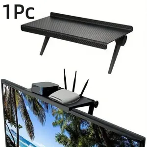 TV Top Shelf, Plastic Storage Holder for WiFi Router & Cable Box, No-Drill Universal Organizer, Space-Saving Adjustable Angle Stand