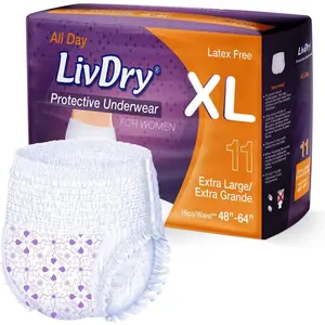 Livdry XL Adult Diapers Women Overnight, Ultimate Max Absorbency, All Day or Night Protection, Extra Large (11 Count)