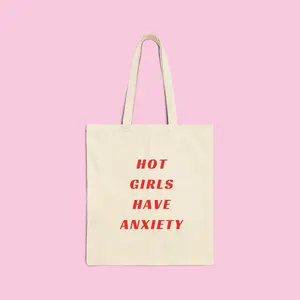 Hot Girls Have Anxiety Tote, tote bag, unique purse, aesthetic bag, aesthetic tote bag, going out accessories, graphic tote bag, canvas tote bag, aesthetic tote,