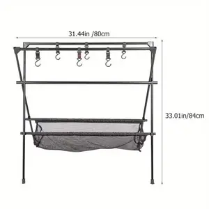 TFS Heavy-Duty Portable Outdoor Folding Storage Shelf Aluminum Alloy Tripod Frame Shelves for Camping RV Balcony Space-Saving Foldable Shelving Unit Stand