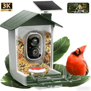 MEHOOM 3K/5MP Ultra HD Smart Bird Feeder with Camera, AI Identification 11000+ Bird Species, Solar Powered Bird Feeder Outdoor, App Notifications
