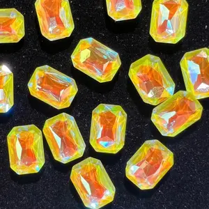 Yellow AB Rectangle K9 Rhinestone