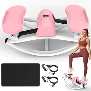 Lateral Stepper for Exercise-Rocking Stepper Machine with Resistance Bands & Anti-Slip Mat and LCD Monitor, Professional Stair Stepper for Home Workout
