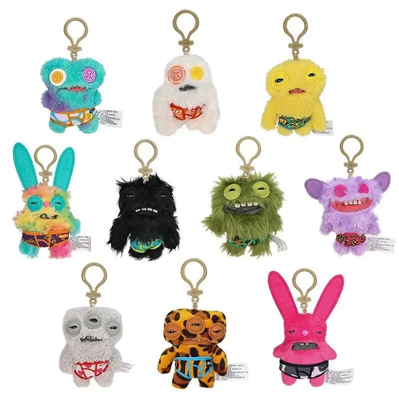 12cm Gothic Aesthetic Unisex Ugly Cute Squishy Monster Plush Keychain - Fluffy Fabric Doll Form Backpack Pendant Charm Gift For Teens