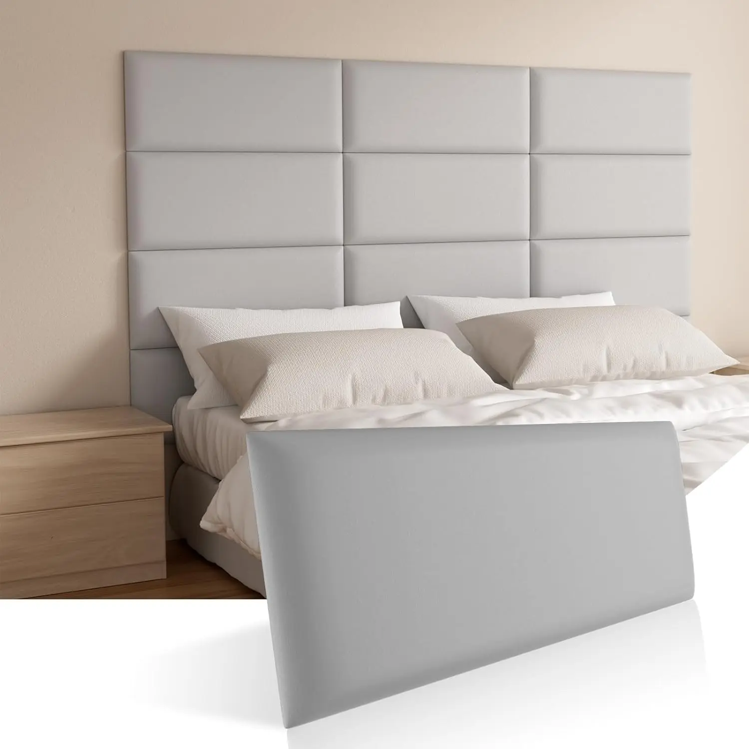 Headboards Wall Panel for , Self-Adhesive  Wall Panels, Upholstered Wall Panel for Bedroom/Living Room (4 Pieces 9.84 in x 23.6 in)