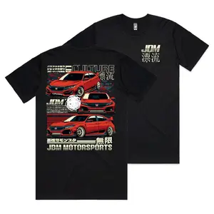 JDM - HD red Tshirt Unisex Crew Neck 100% Combed Cotton Casual Streetwear Top