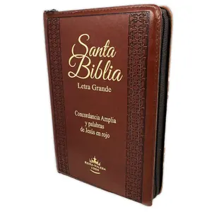 Reina Valera 1960 Large-Print Manual-Size Spanish Bible, Brown Faux Leather Cover with Closure, Concordance, Index, Religious Birthday Gift Idea, Bible In Spanish