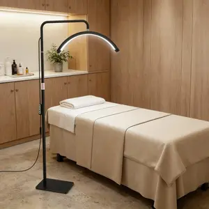 Half Moon LED Light for Lashes Tech Innovative Lamp with Stand Floor and tilt Function. Professional Lighting for Esthetician Beauty Salon Makeup