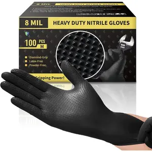 Heavy Duty  Gloves with  Texture 8 Mil Latex Free owder Free Industrial Disosable Glove
