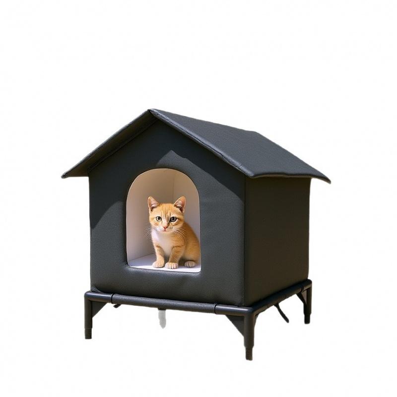 Outdoor Waterproof Cat House for Strays Winter Insulated Shelter Made of Oxford Fabric Windproof Rainproof with Removable Cushion All Weather Feral Cat Shelter