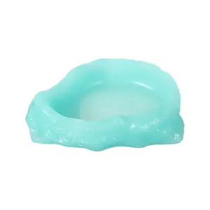 PETAXCELL Reptile Food Bowl, Reptile Feeding Dish Corner Bowl Water Resin Rock Worm Feeder Dish S (5.1 In, Glow Blue), Intended for Lizards/ Scaled Pet / Leopard Spiders