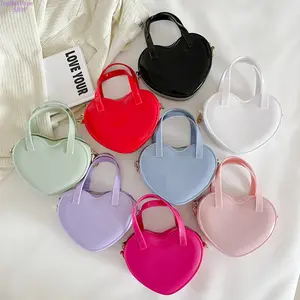 2026 New Summer Trendy Heart Shaped Jelly Mini Crossbody Bag, Patent Leather Top Handle Shoulder Purse, Cute Peach Heart Versatile Handbag for Women, Stylish Glossy Tote Bag for Daily, Dating & Streetwear