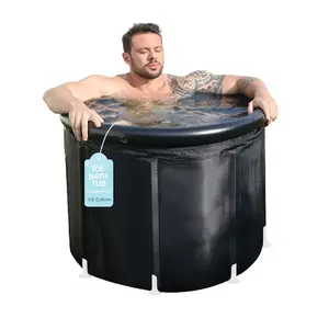 CalidoCasa Tina de Hielo XXL de 102 Galones, Piscina Portátil Plegable de Inmersión en Frío, Bañera de Recuperación para Gimnasio, Terapia Deportiva y Spa en Casa, Ligera para Crioterapia – Azul Marino