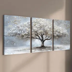 Tree Of Life Pattern Canvas Painting, 3 Counts Wooden Framed Canvas Painting, Modern Art Wall Art for Home Living Room Bedroom Office Decor, Ornaments, Art Wall Decoration