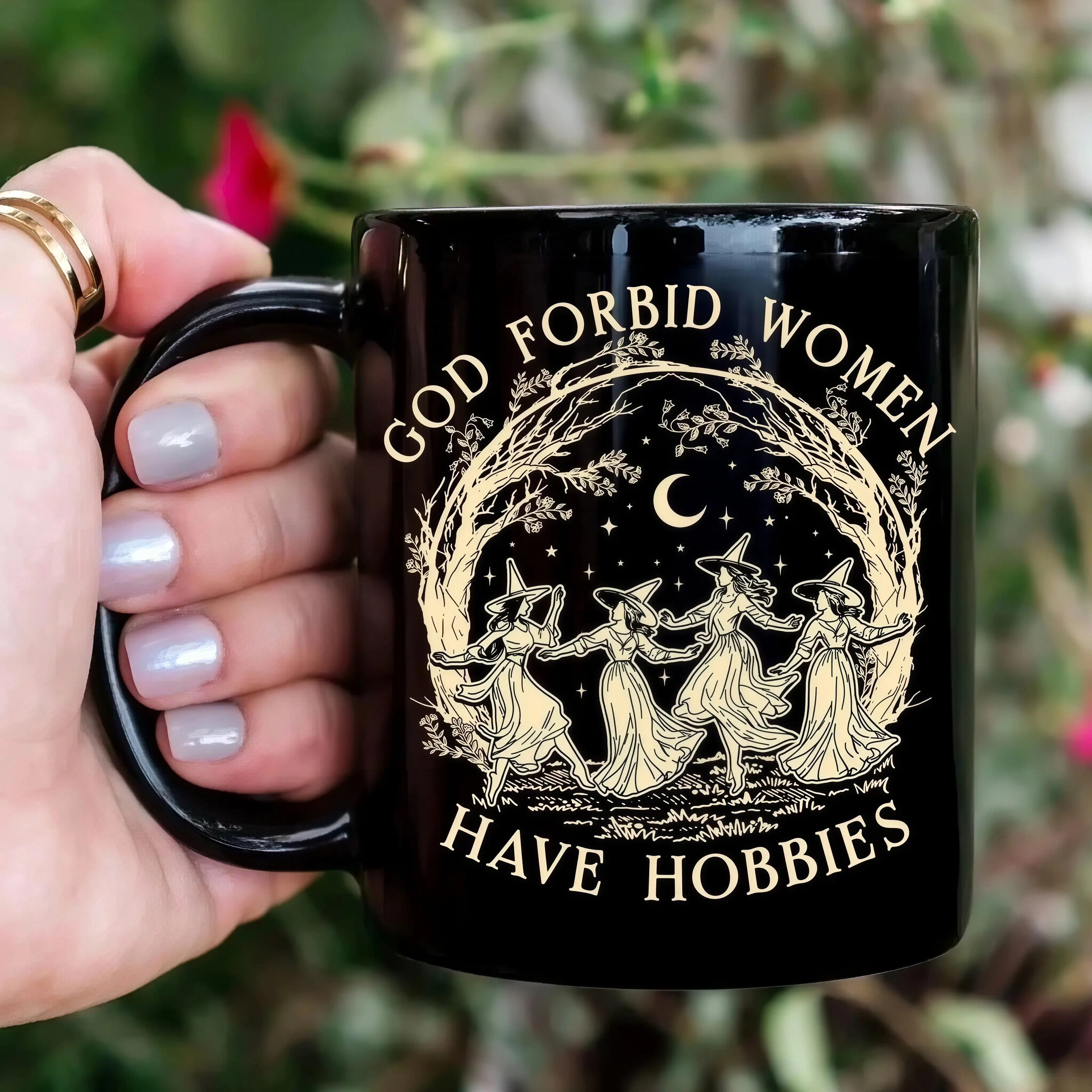 God Forbid Women Have Hobbies Coffee Mug, Feminist Halloween Gift, Witch Mug, Patriarchy Mug, Witchy Mug, Girl Power Mug, Halloween Mug